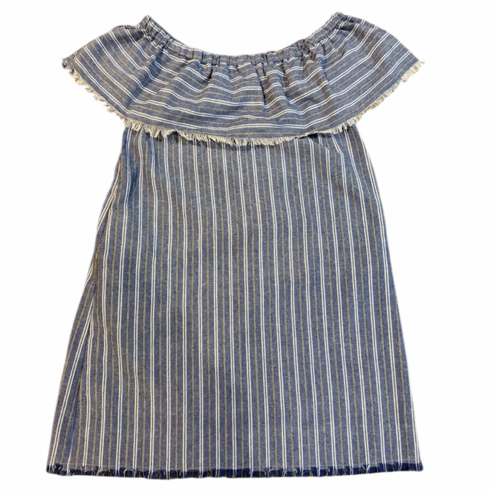 Ethereal Striped Off-the-Shoulder Dress with‎ Pockets | Small
